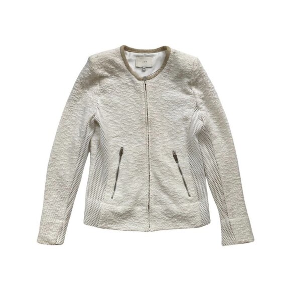 IRO White Tweed Zipper Jacket Size 42 US M - Picture 1 of 6